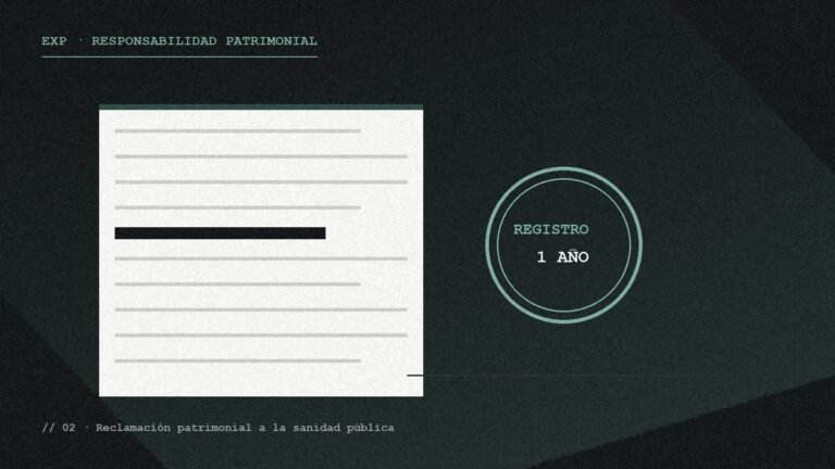 Escrito de reclamación patrimonial con sello de registro y el plazo de un año